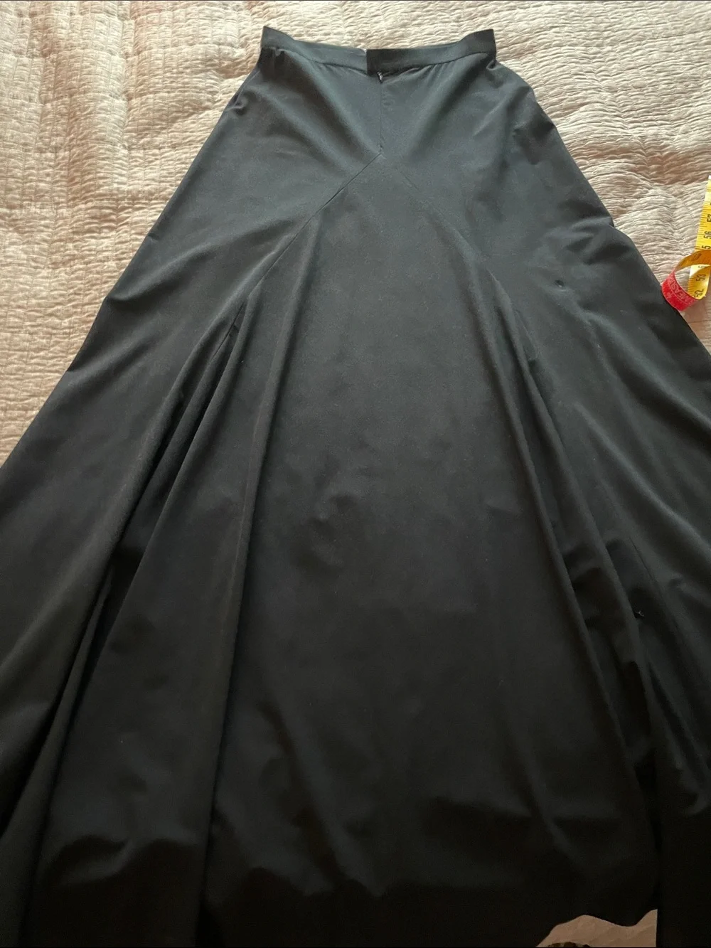 CHANEL Authentic Black Maxi Skirt with Fluid A-Line Draping